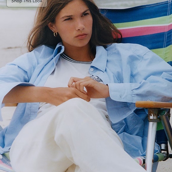 J Crew women’s cotton poplin shirt - oversized - L - heathered light blue - Picture 3 of 11